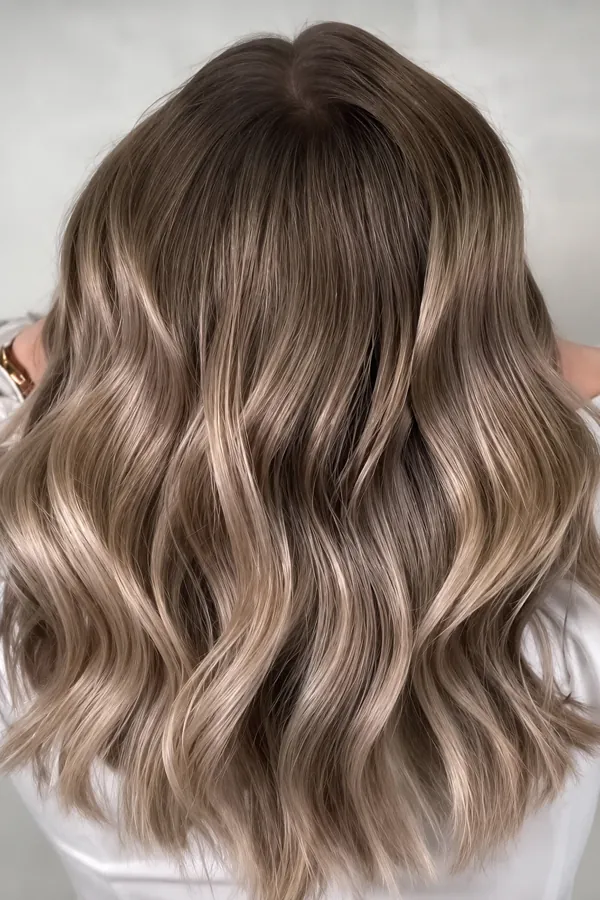 Ash brown balayage waves — GK Hair Salon